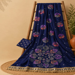 Gajji Silk Bandhej Mirror Work Saree